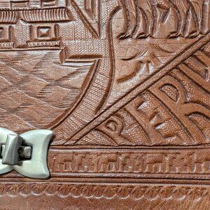 Vintage Leather Peruvian Tooled Shoulder Bag